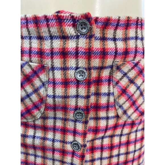 American Eagle Women Plaid Mini Skirt Red Button-Front Pockets Size 4 - New - Picture 4 of 7